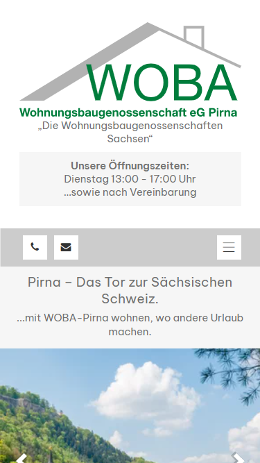 Smartphone-Ansicht woba-pirna.de